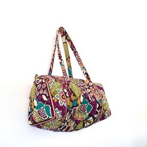 Retired VERA BRADLEY Paisley Duffel Travel Bag Plum Crazy Print Quilted Fabric